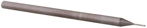 Accupro - 0.02" Diam, 0.03" LOC, 3 Flute Solid Carbide Ball End Mill - Uncoated, Single End, 2-1/2" OAL, 1/8" Shank Diam, Spiral Flute - USA Tool & Supply