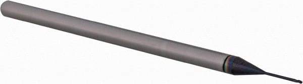 Accupro - 0.02" Diam, 0.03" LOC, 3 Flute Solid Carbide Ball End Mill - AlTiN Finish, Single End, 2-1/2" OAL, 1/8" Shank Diam, Spiral Flute - USA Tool & Supply