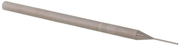 Accupro - 0.02" Diam, 0.03" LOC, 3 Flute Solid Carbide Ball End Mill - Uncoated, Single End, 2-1/2" OAL, 1/8" Shank Diam, Spiral Flute - USA Tool & Supply