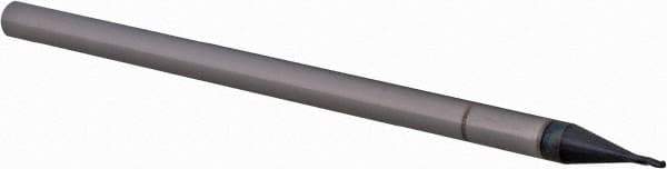 Accupro - 0.025" Diam, 0.037" LOC, 3 Flute Solid Carbide Ball End Mill - AlTiN Finish, Single End, 2-1/2" OAL, 1/8" Shank Diam, Spiral Flute - USA Tool & Supply