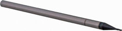 Accupro - 0.025" Diam, 0.037" LOC, 3 Flute Solid Carbide Ball End Mill - AlTiN Finish, Single End, 2-1/2" OAL, 1/8" Shank Diam, Spiral Flute - USA Tool & Supply