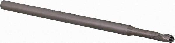 Accupro - 0.1" Diam, 0.15" LOC, 3 Flute Solid Carbide Ball End Mill - Uncoated, Single End, 2-1/2" OAL, 1/8" Shank Diam, Spiral Flute - USA Tool & Supply
