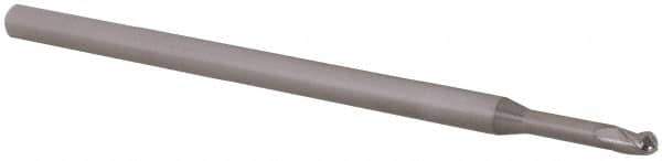 Accupro - 0.085" Diam, 0.127" LOC, 3 Flute Solid Carbide Ball End Mill - Uncoated, Single End, 2-1/2" OAL, 1/8" Shank Diam, Spiral Flute - USA Tool & Supply