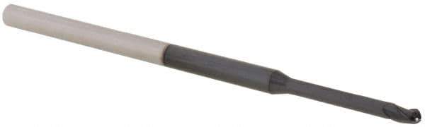 Accupro - 0.085" Diam, 0.127" LOC, 3 Flute Solid Carbide Ball End Mill - AlTiN Finish, Single End, 2-1/2" OAL, 1/8" Shank Diam, Spiral Flute - USA Tool & Supply