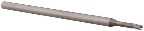 Accupro - 0.075" Diam, 0.112" LOC, 3 Flute Solid Carbide Ball End Mill - Uncoated, Single End, 2-1/2" OAL, 1/8" Shank Diam, Spiral Flute - USA Tool & Supply
