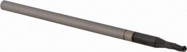 Accupro - 0.075" Diam, 0.112" LOC, 3 Flute Solid Carbide Ball End Mill - AlTiN Finish, Single End, 2-1/2" OAL, 1/8" Shank Diam, Spiral Flute - USA Tool & Supply