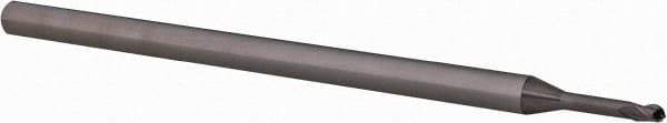 Accupro - 0.06" Diam, 0.09" LOC, 3 Flute Solid Carbide Ball End Mill - Uncoated, Single End, 2-1/2" OAL, 1/8" Shank Diam, Spiral Flute - USA Tool & Supply