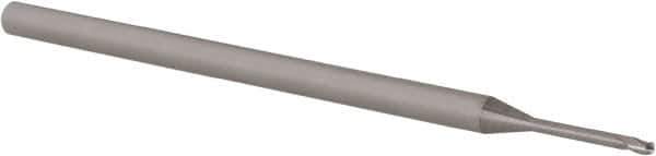 Accupro - 0.05" Diam, 0.075" LOC, 3 Flute Solid Carbide Ball End Mill - Uncoated, Single End, 2-1/2" OAL, 1/8" Shank Diam, Spiral Flute - USA Tool & Supply