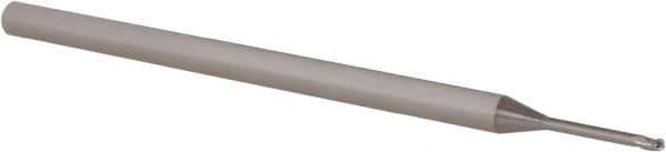 Accupro - 0.045" Diam, 0.067" LOC, 3 Flute Solid Carbide Ball End Mill - Uncoated, Single End, 2-1/2" OAL, 1/8" Shank Diam, Spiral Flute - USA Tool & Supply
