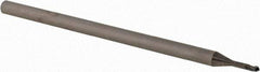 Accupro - 0.05" Diam, 0.075" LOC, 3 Flute Solid Carbide Ball End Mill - Uncoated, Single End, 2-1/2" OAL, 1/8" Shank Diam, Spiral Flute - USA Tool & Supply
