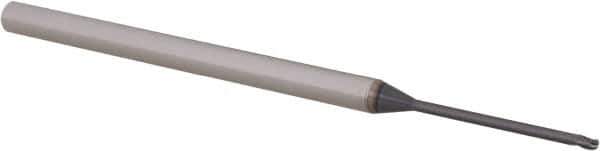 Accupro - 0.045" Diam, 0.067" LOC, 3 Flute Solid Carbide Ball End Mill - AlTiN Finish, Single End, 2-1/2" OAL, 1/8" Shank Diam, Spiral Flute - USA Tool & Supply