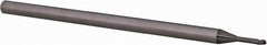 Accupro - 0.045" Diam, 0.067" LOC, 3 Flute Solid Carbide Ball End Mill - Uncoated, Single End, 2-1/2" OAL, 1/8" Shank Diam, Spiral Flute - USA Tool & Supply