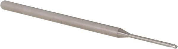 Accupro - 0.05" Diam, 0.075" LOC, 3 Flute Solid Carbide Ball End Mill - Uncoated, Single End, 2-1/2" OAL, 1/8" Shank Diam, Spiral Flute - USA Tool & Supply