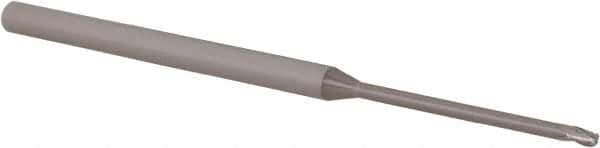 Accupro - 0.06" Diam, 0.09" LOC, 3 Flute Solid Carbide Ball End Mill - Uncoated, Single End, 2-1/2" OAL, 1/8" Shank Diam, Spiral Flute - USA Tool & Supply