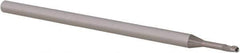 Accupro - 1/16" Diam, 0.093" LOC, 3 Flute Solid Carbide Ball End Mill - Uncoated, Single End, 2-1/2" OAL, 1/8" Shank Diam, Spiral Flute - USA Tool & Supply