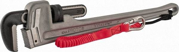 Proto - 24" Aluminum Tethered Straight Pipe Wrench - 4" Pipe Capacity - USA Tool & Supply