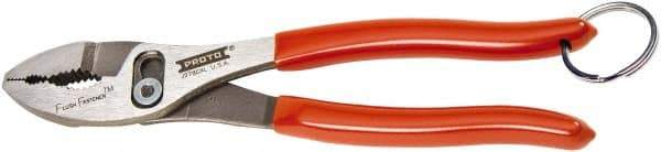 Proto - 8" OAL, 2-3/32" Jaw Length, 1-5/16" Jaw Width, Tethered, Slip Joint Pliers - 2 Positions, Slip Joint Head, Slip Joint Plier Tool - USA Tool & Supply