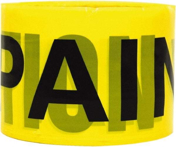 TRIMACO - 300' Long x 3" Wide Roll, PVC, Yellow Barricade Tape - Message: Caution - Wet Paint - USA Tool & Supply