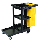 Cleaning Cart w/zipper Red yellow vinyl bag (20.8 gal capacity) Non-marking 8" wheels and 4" casters - USA Tool & Supply