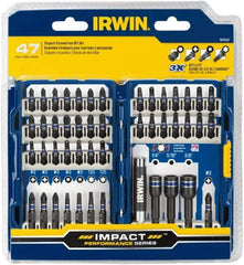 Irwin - 47 Piece, Phillips, Square, Torx, Hex Nutsetter Handle, Drive Set - 1/4 to 3/8" Hex, #1 to #3 - USA Tool & Supply