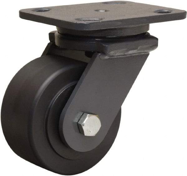 Hamilton - 4" Diam x 2" Wide x 5-5/8" OAH Top Plate Mount Swivel Caster - Nylon, 2,000 Lb Capacity, Sealed Precision Ball Bearing, 4 x 5" Plate - USA Tool & Supply