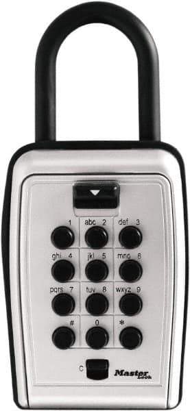 Master Lock - 3-1/8" Wide x 6.8" Overall Height, Push Button Combination, Portable Key Safe - Zinc Finish - USA Tool & Supply