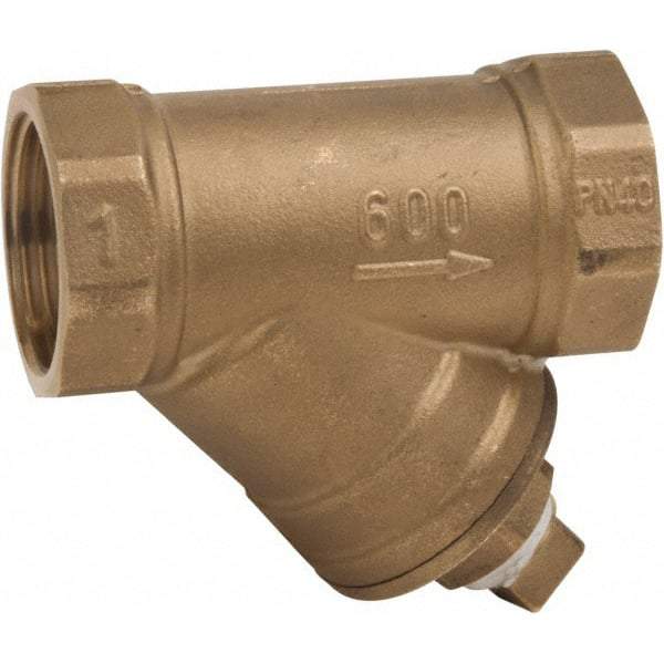 Value Collection - 1/4" Pipe, Female NPT Ends, Forged Brass Y-Strainer - 600 psi WOG Rating, 150 psi WSP Rating - USA Tool & Supply
