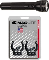 Mag-Lite - Krypton Bulb, Industrial/Tactical Flashlight - Black Aluminum Body, D Batteries - USA Tool & Supply