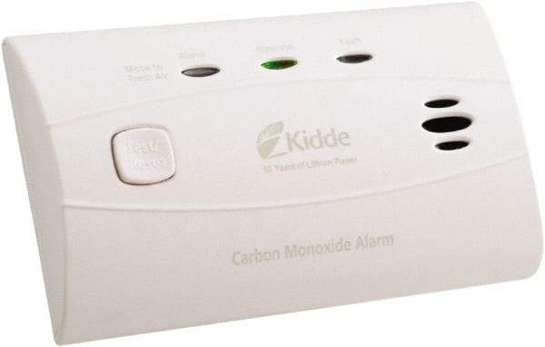 Kidde - 4-1/2 Inch Long x 1-1/2 Inch Wide, CO Alarm - 85 dB Decibel Rating, Lithium Battery Included, Tamper Resistant - USA Tool & Supply
