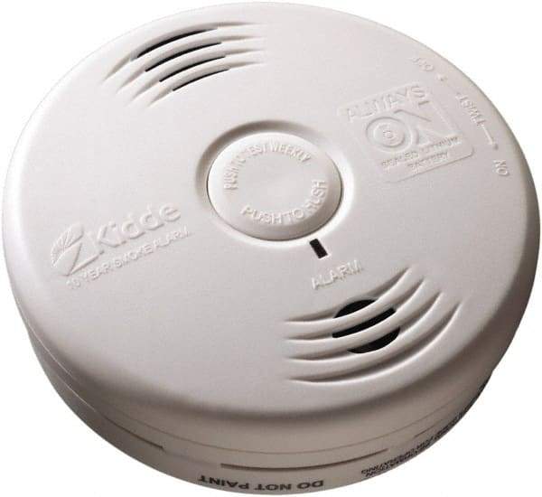 Kidde - 1.6 Inch Long x 5.22 Inch Wide x 5.22 Inch Diameter, Smoke Alarm - 85 dB Decibel Rating, Lithium Battery Included, Indicating Light, Tamper Resistant - USA Tool & Supply