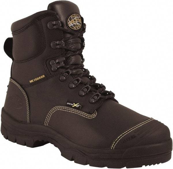 OLIVER - Men's Size 8 Medium Width Steel Work Boot - Black, Leather Upper, Rubber Outsole, 6" High, Non-Slip - USA Tool & Supply