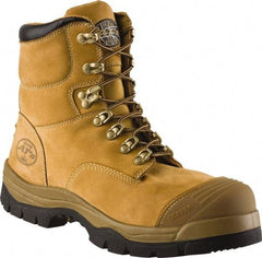 OLIVER - Men's Size 7 Medium Width Steel Work Boot - Wheat, Leather Upper, Rubber Outsole, 6" High, Non-Slip - USA Tool & Supply