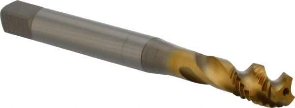 OSG - M10x1.50 3 Flute 6H Modified Bottoming Spiral Flute Tap - Vanadium High Speed Steel, TiN Finish, 100mm OAL, Right Hand Flute, Right Hand Thread, D6, Series 16455 - USA Tool & Supply