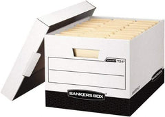 BANKERS BOX - 1 Compartment, 12-3/4" Wide x 10-3/8" High x 16-1/2" Deep, Storage Box - Corrugated Cardboard, White/Black - USA Tool & Supply