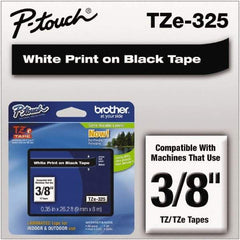 Brother - 3/8" Wide x 314.4" Long, Black Plastic/Paper Tape Cassette - For Label Maker - USA Tool & Supply