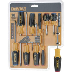 DeWALT - 10 Piece Slotted & Phillips Screwdriver Set - Color Coded Handle, Blade Sizes: Length 6, Width 3/16, 1/4 & 1/8, Bit Sizes: Philips #0 to #2, Tip Thickness: 1/8, 3/16 & 1/4 - USA Tool & Supply