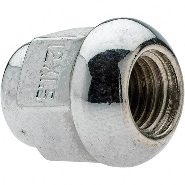 Value Collection - M12-1.5 Chrome Finish Acorn Wheel Nut - 19mm Hex, 24.5mm Overall Length, 60° Seat Angle - USA Tool & Supply