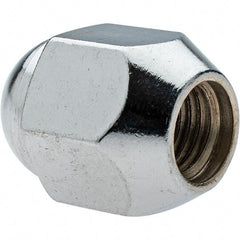 Value Collection - M12-1.5 Chrome Finish Capped Wheel Nut - 21mm Hex, 30mm Overall Length, 60° Seat Angle - USA Tool & Supply