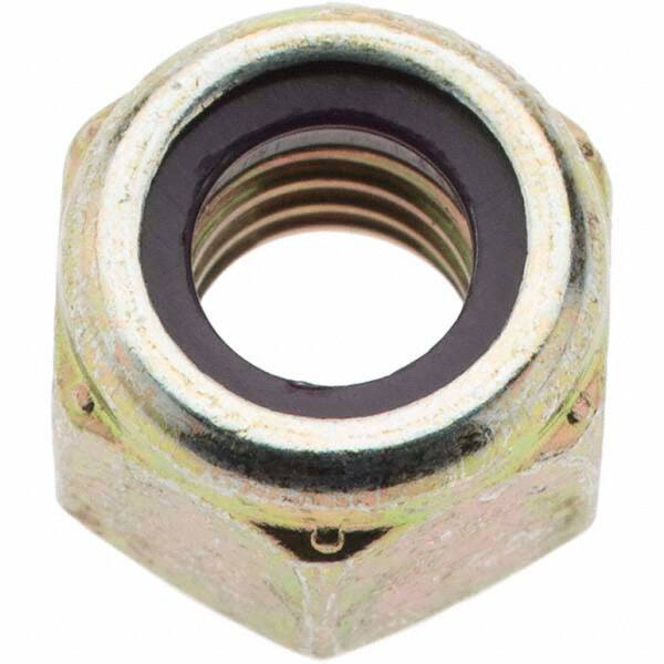 Value Collection - 5/16-18 UNC Grade 8 Hex Lock Nut with Nylon Insert - 1/2" Width Across Flats, 23/64" High, Zinc Yellow Dichromate Finish - USA Tool & Supply