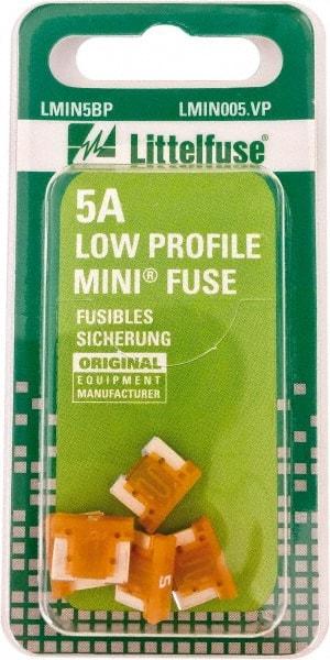 Littelfuse - 5 Amp, Automotive Fuse - 0.429" Long, Orange, Littlefuse LMIN005 - USA Tool & Supply