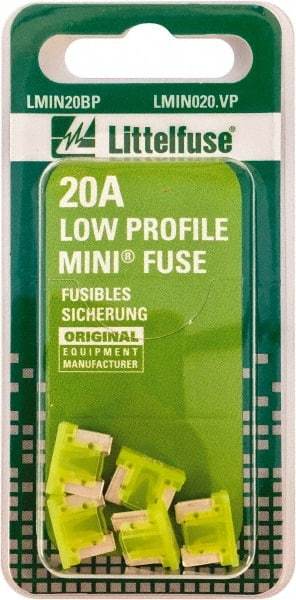 Littelfuse - 20 Amp, Automotive Fuse - 0.429" Long, Yellow, Littlefuse LMIN020 - USA Tool & Supply