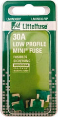 Littelfuse - 30 Amp, Automotive Fuse - 0.429" Long, Green, Littlefuse LMIN030 - USA Tool & Supply