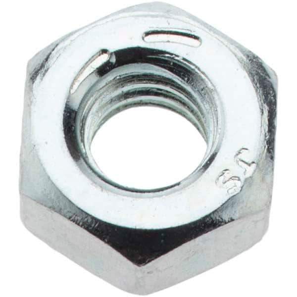 Value Collection - 1/4-20 UNC Steel Right Hand Hex Nut - 7/16" Across Flats, 7/32" High, Zinc-Plated Finish - USA Tool & Supply