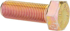 Made in USA - 1/2-20 UNF, 1-1/2" Length Under Head Hex Head Cap Screw - Fully Threaded, Grade 8 Alloy Steel, Zinc Yellow Dichromate Finish, 3/4" Hex - USA Tool & Supply