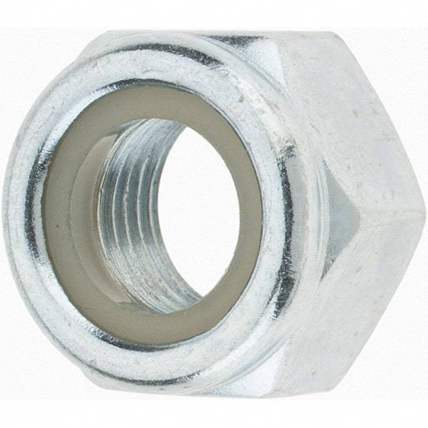 Value Collection - M12x1.25 Metric Fine Grade 8 Hex Lock Nut with Nylon Insert - 12mm High, Zinc-Plated Finish - USA Tool & Supply