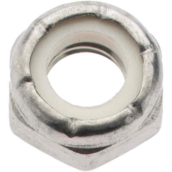 Value Collection - 5/16-18 UNC 18-8 Hex Lock Nut with Nylon Insert - 1/2" Width Across Flats, 1/4" High, Uncoated - USA Tool & Supply