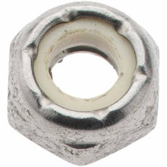 Value Collection - 1/4-20 UNC 18-8 Hex Lock Nut with Nylon Insert - 7/16" Width Across Flats, 13/64" High, Uncoated - USA Tool & Supply