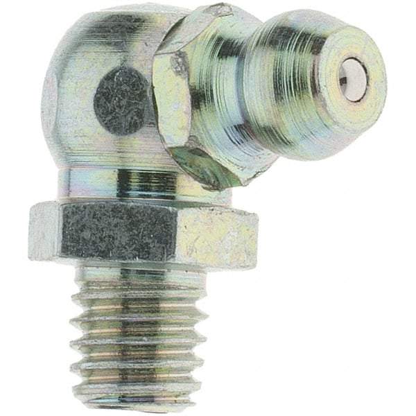 Value Collection - 90° Head Angle, M6x1 Taper Thread Grease Fitting - Zinc Plated Finish - USA Tool & Supply