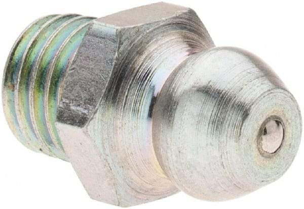 Value Collection - Straight Head Angle, 1/4-28 Taper Thread Grease Fitting - Zinc Plated Finish - USA Tool & Supply