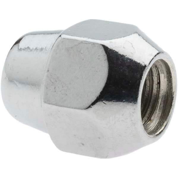 Value Collection - M12-1.5 Chrome Finish Acorn Wheel Nut - 21mm Hex, 27mm Overall Length, 60° Seat Angle - USA Tool & Supply